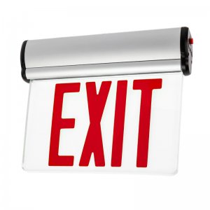Edge Lit LED Exit Sign w/ Battery Backup - Single Face - Adjustable Angle - Red Color