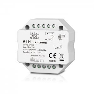 1CH*4A/8A 12-48VDC RF Controller Push-Dim Wall Box Mounting - V1-H