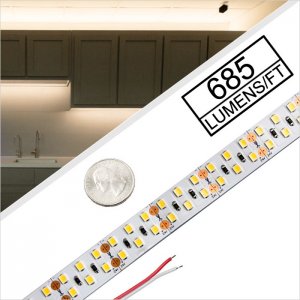 2835 White LED Strip Light - Bright Duble Row LED Tape Light - High CRI - 24V - IP20 - 685 lm/ft