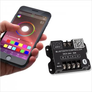 Smartphone Compatible Bluetooth Remote RGB LED Controller - 10 Amps/Channel
