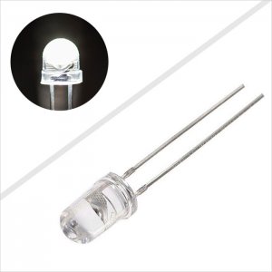 5mm Super Bright Cool White LED - 5450K - T1 3/4 LED w/ 75 Degree Viewing Angle