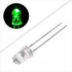 5mm Green LED - 525 nm - T1 3/4 LED w/ 45 Degree Viewing Angle