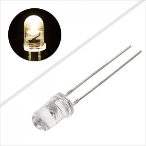 5mm Super Bright Warm White LED - 3100K - T1 3/4 LED w/ 35 Degree Viewing Angle