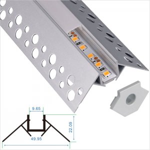 C093 Series 10x22mm LED Strip Channel - Architectural Gypsum Plaster Aluminum LED Profile For Exposed Wall Corner