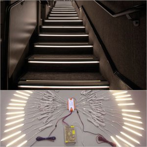 32 Step Stair Light - LED Strip Lights With Profile - Motion Sensor LED Stair Lighting Kits