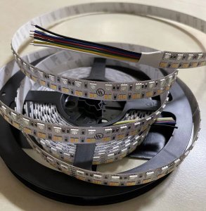 5m RGBW LED Strip Lights - Dual Row LED Tape Light w/ White and Multicolor LEDs - High CRI - 24V - IP20 - 915 Lumens/ft.