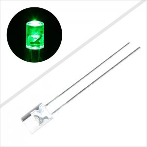 5mm Cylindrical Flat Top Green LED - 523 nm - T1 3/4 LED w/ 120 Degree Viewing Angle