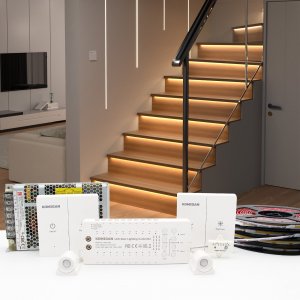 SMARTBRIGHTLEDS Motion Sensor with Daylight Sensor LED Stair Light Kit KMG-4233, 40 Inches Long Cuttable LED Light for Indoor Staircase