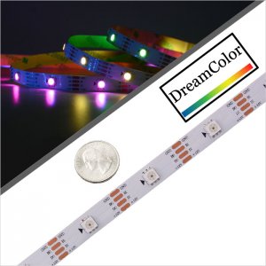 5m WS2815 Digital RGB LED Strip Light - Single Addressable Color-Chasing LED Tape Light - 9 LEDs/ft - 5V