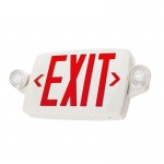 White LED Exit Sign/Emergency Light Combo w/ Battery Backup - Single or Double Face - Adjustable Light Heads - Red Color