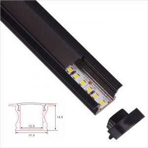 C010-B Series 17.5x14.5mm LED Strip Channel - Black/White Color Recessed Aluminum LED Profile housing for LED Strip
