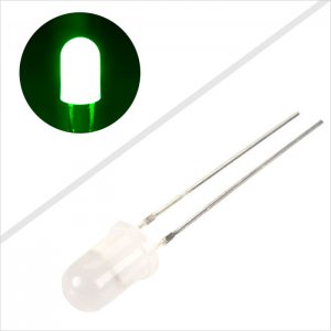 5mm Diffused Green Super Bright Round Through Hole LED - 510 nm - T1 3/4 LED w/ 360 Degree Viewing Angle