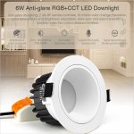 6W WiFi Smart LED Recessed Light Fixture - Anti-glare RGB+CCT LED Downlight - Smartphone Compatible - RF Remote Optional