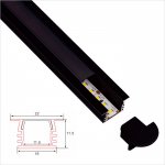 C011-B Series 22x11.5mm LED Strip Channel -Good Heat Dissipation Black Color Recessed Aluminum LED Profile