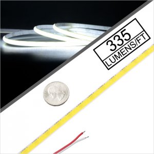 5m Ultra Narrow White COB LED Strip Light - COB Series LED Tape Light - 5mm Width - 12V - IP20