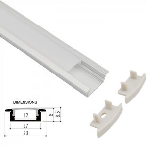 23x08mm Recessed Extrusions LED Strip Channel - Universal - LE2308 Series