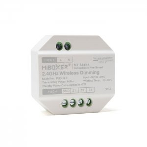 PUSH1-3 MiBoxer Single Colour 3-Zone Wireless Push Dimmer Controller (AC100-240V)