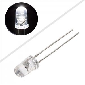 5mm Super Bright Cool White Through-Hole LED - 7300K - T1 3/4 LED w/ 15 Degree Viewing Angle