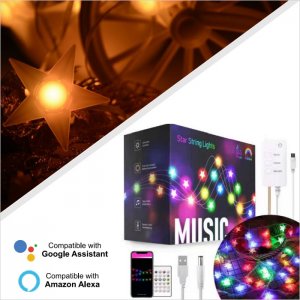 Multi Color Outdoor WiFi-Star String Lights Set - Alexa/Google Assistant Compatible WiFi Controller