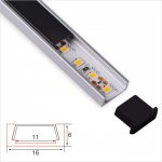 C007-2B3B Series 16x6mm LED Strip Channel - Mini Size Black Color LED Aluminum Profile For Cabinet