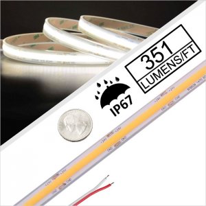 5m White COB/FOB LED Strip Light - High Density Waterproof LED Tape Light - 24V - IP67