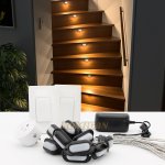 Smart Bright LEDs LED Stair Lights LED Stair Lighting LED Step Light Kit SBL-0816, Self-Powered Wireless Panel Switch Control