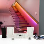 SmartBrightLEDs Motion Sensor Hand Railing Light Kit KMG-45, 16.4FT RGB Cuttable LED Strip Light for Indoor LED Stair Lighting
