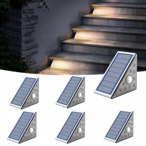 Motion Sensor LED Solar Waterproof LED Lights for Outdoor Stairs, Step, Yard Garden Pathway Walkway and Patio - 6 Pack