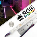 5m Outdoor RGB LED Strip Light - Submersible LED Tape Light - 12V/24V - IP68 Submersible