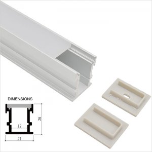 21x26mm Recessed Extrusions LED Strip Channel - LR2126 Series - Step