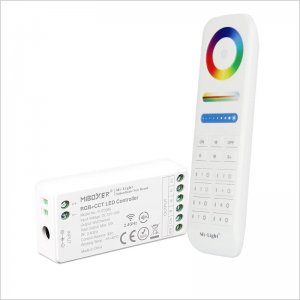 MiBoxer Color-Changing RGB+Tunable White LED Controller with RF Remote - Wi-Fi/Smartphone Compatible - 6 Amps/Channel - White