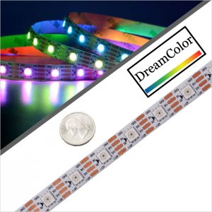 5m WS2815 Digital RGB LED Strip Light - Single Addressable Color-Chasing LED Tape Light - 18 LEDs/ft - 5V