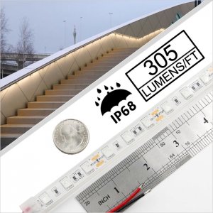 Outdoor(IP68) White LED Strip Light - Radiant Series LED Tape Light - 12V/24V - 5m