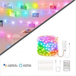 Color Changing Wifi-Photo clips string lights - Alexa/Google Assistant Compatible WiFi Controller