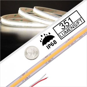 5m White COB LED Strip Light - COB Series LED Tape Light - High CRI - 24V - IP68