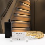 SMARTBRIGHTLEDS Motion Sensor Sync LED Stair Lighting Kit SBL-0516, 40 Inches Long Strip Light for Indoor Staircase