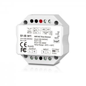 100~240VAC 1CH*1.5A WiFi & RF Push AC Triac Dimmer S1-B(WT) (Tuya App)