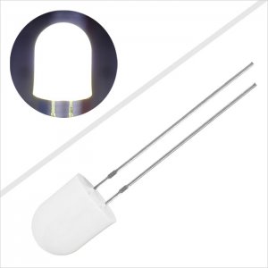 8mm Diffused Cool White Super Bright Round Through Hole LED - 5250K - 360 Degree Viewing Angle
