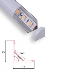C003A series 16x16mm LED Strip Channel - Corner LED Aluminum Profile Extrusion With Round Cover