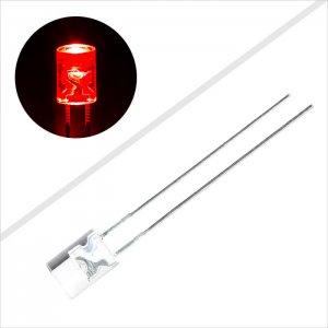 5mm Cylindrical Flat Top Red LED - 625 nm - T1 3/4 LED w/ 120 Degree Viewing Angle