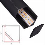 C006D-B Series 30x30mm LED Strip Channel - 30*30mm Black Aluminum LED Channel With PC Square Cover