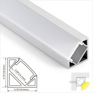A007N Series 18x18mm LED Strip Channel - LED Aluminum Profile For Corner With PMMA Cover