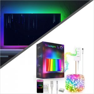 9.84Ft Backlighting For TV - Multi-Colored String Lighting Set - Bluetooth Smartphone App Controlled