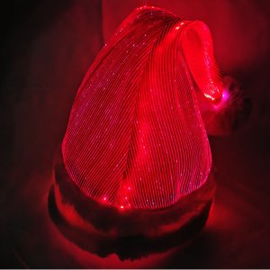 LED Santa Hat Deluxe Light Up Fiber Optic Christmas Hat