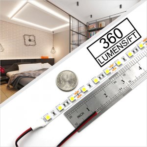 5050 White LED Strip Light/Tape Light - 12V/24V - IP20 - 360 Lumens/ft