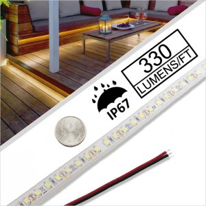 Outdoor White LED Strip Light/Tape Light - High CRI - 12/24V - IP67 Waterproof - 5m