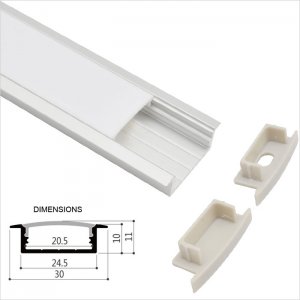 30x10mm Recessed Extrusions LED Strip Channel - Universal - LE3010 Series