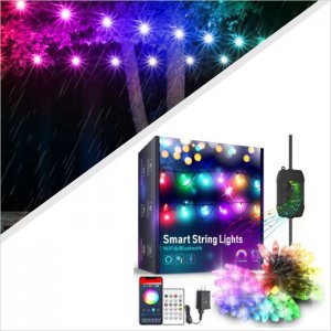 Multi Color Smart Outdoor String Lights Set - Bluetooth Smartphone App Controlled