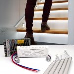 Complete White Intelligent Motion Sensor Stair Lighting Kit - Aluminum LED Light Bars - Length 90cm