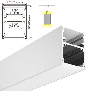 A107 Series 25x35mm LED Strip Channel - Up and Down Lighting Aluminum Profile Suspended Mounting